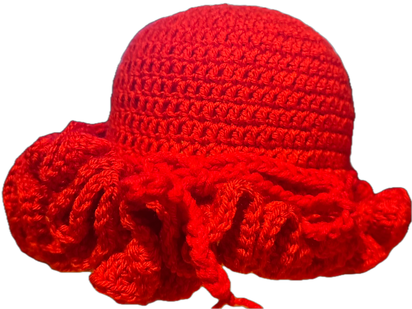 Tomato Red Crochet Ruffled Hat
