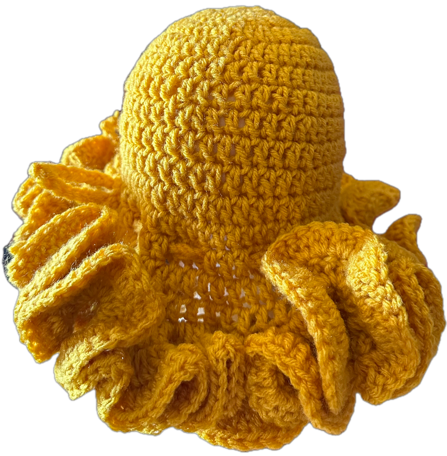 Gold Crochet Ruffled Hat