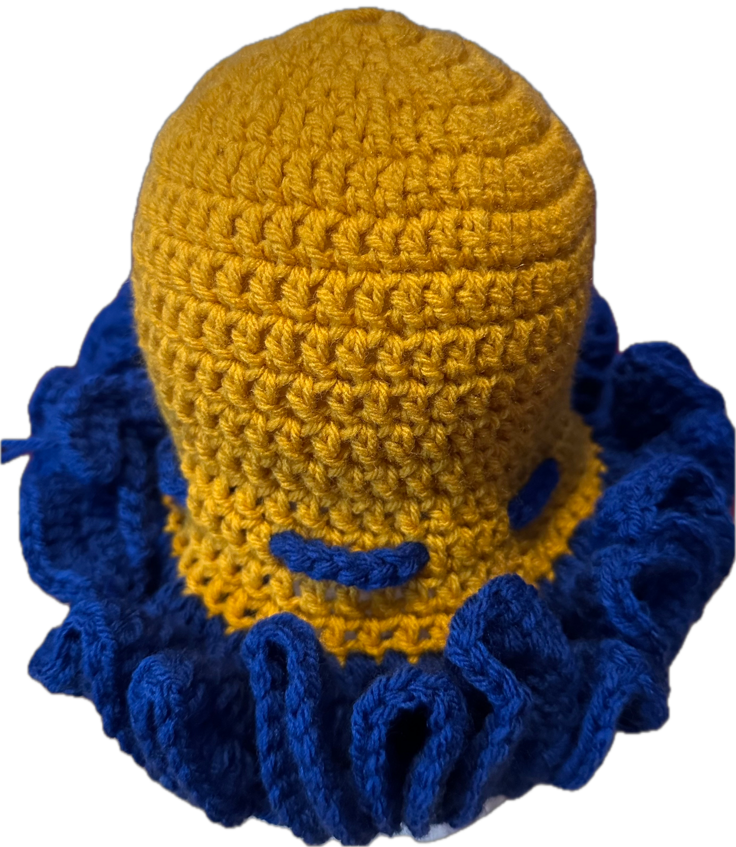 Gold/Royal Crochet Ruffled Hat