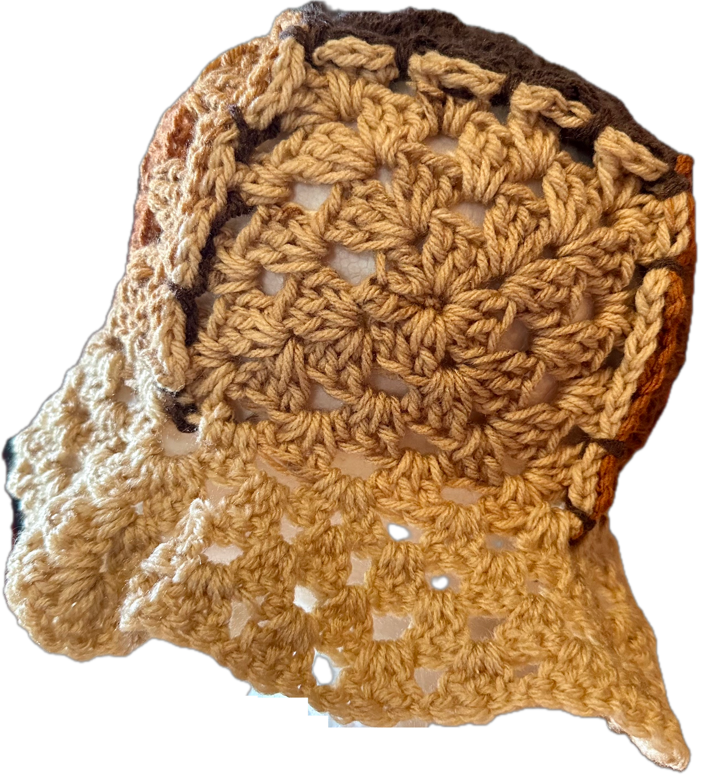 Brown/Latte Crochet Granny Square Bucket Hat