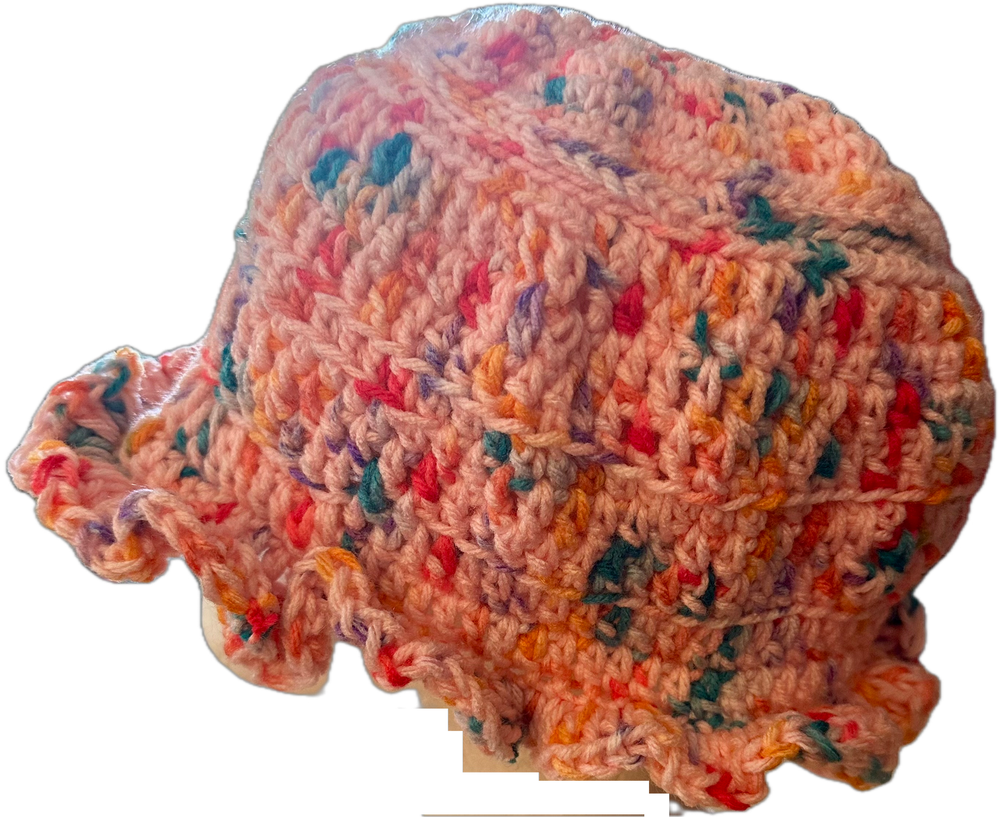 Bubble Speckle Crochet Ruffled Bucket Hat