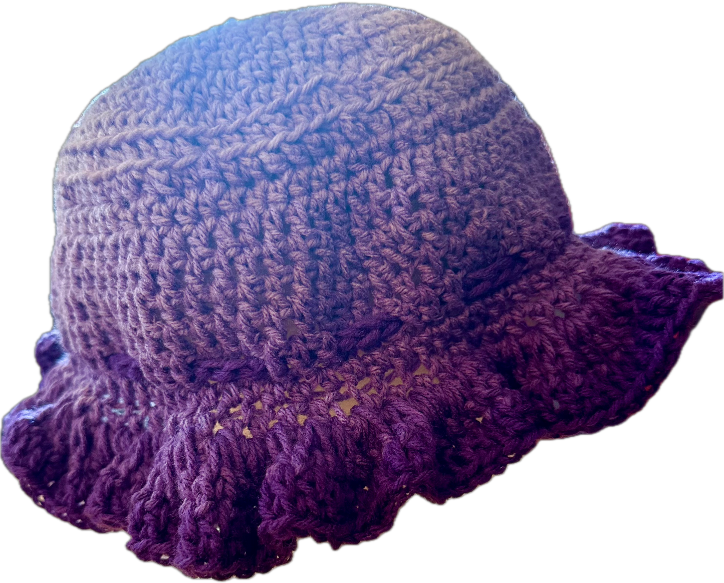 Purple Plum Crochet Ruffled Bucket Hat