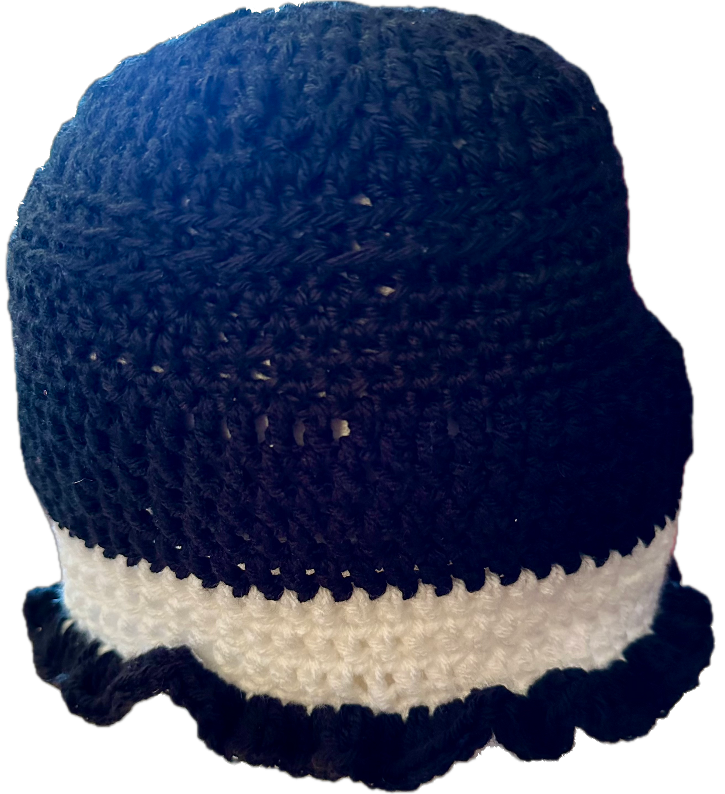 Black Moon Crochet Ruffled Bucket Hat
