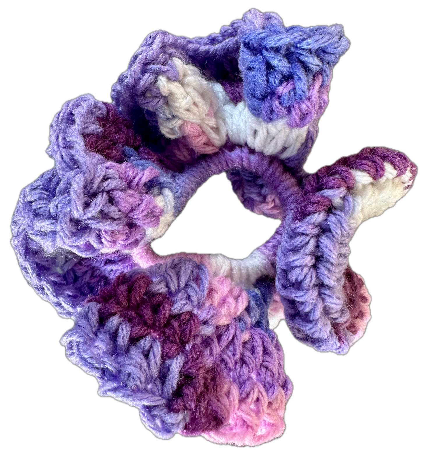 Purple Blossom Crochet Scrunchie