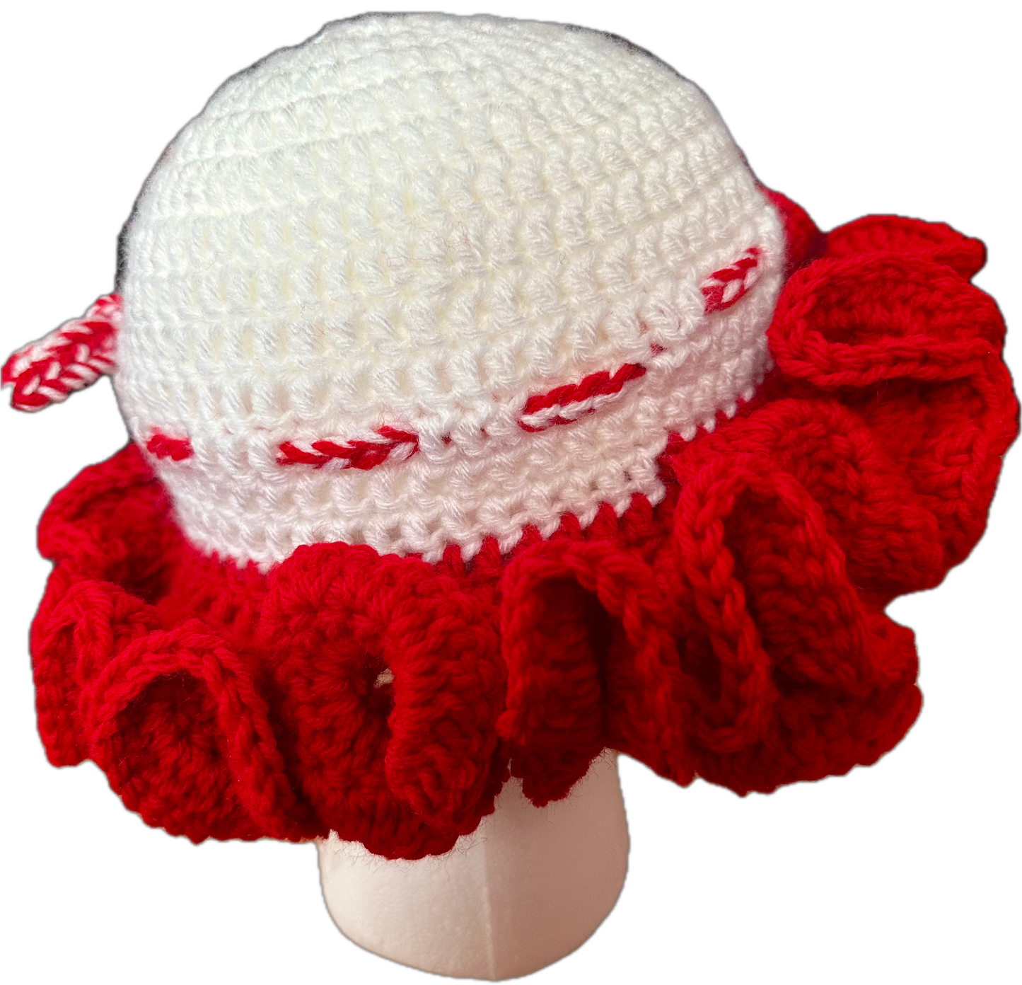 Candy Cane Crochet Ruffled Hat