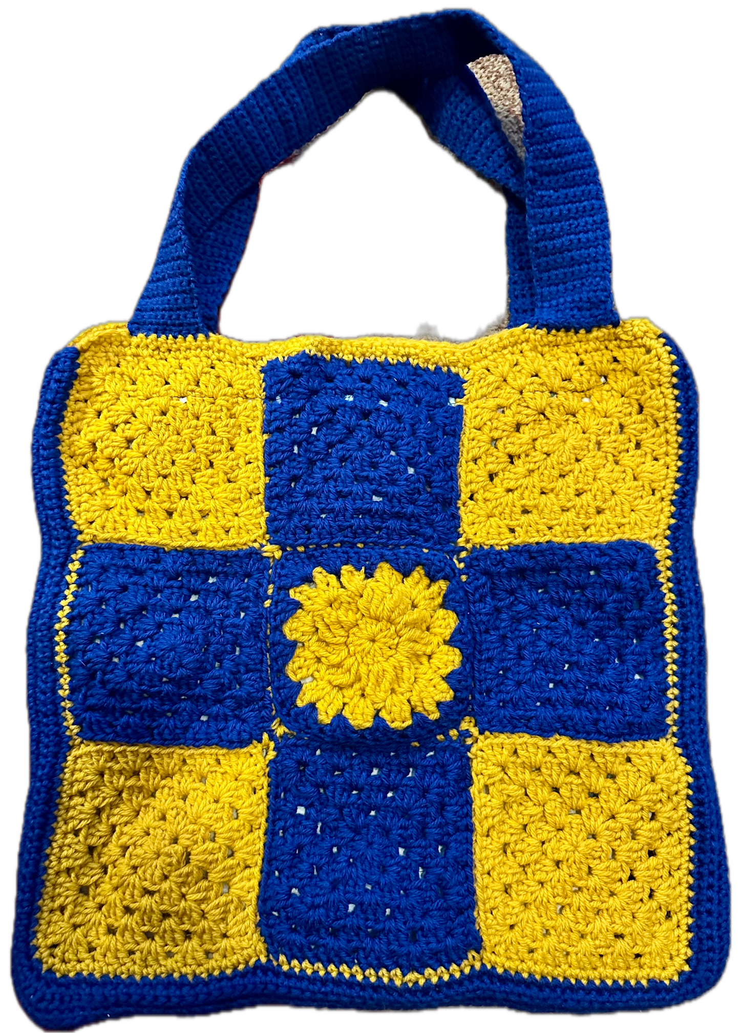 Yellow Flower Crochet Tote Bag