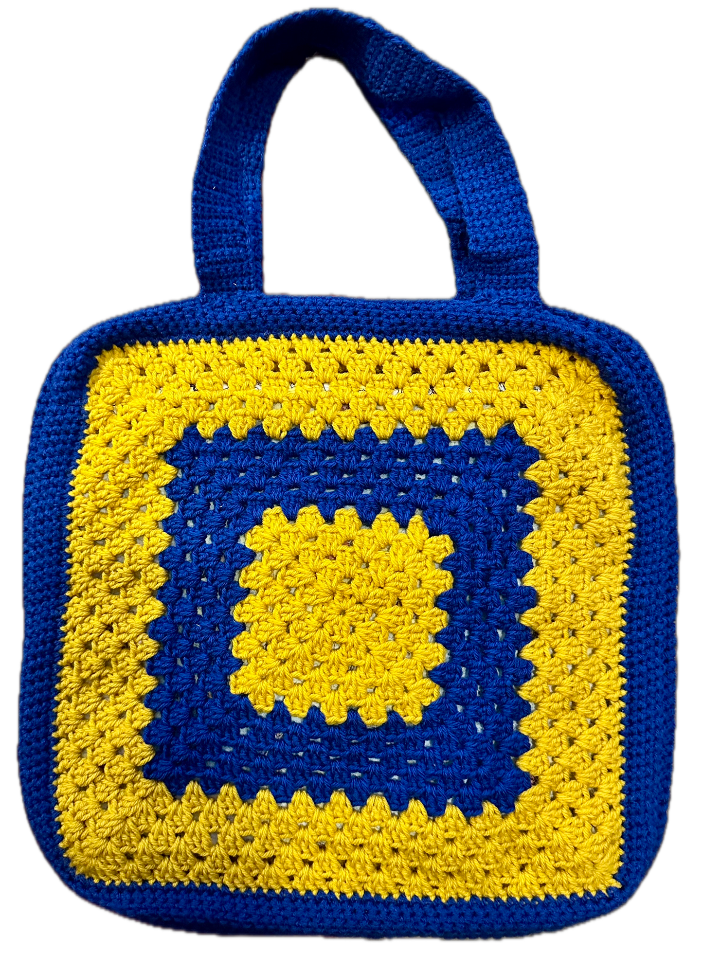 Yellow Square Crochet Tote Bag