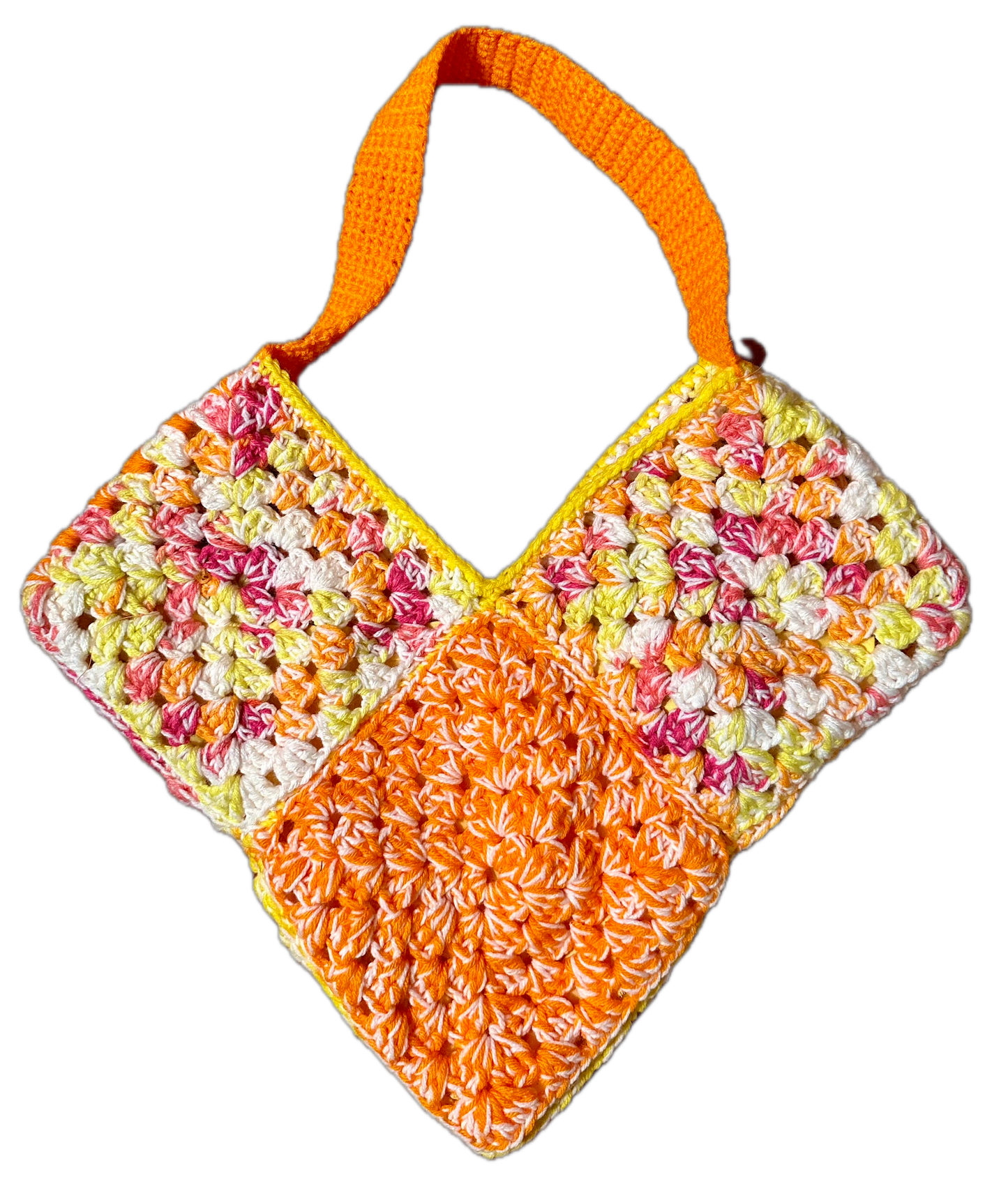 Yellow Heart Crochet Tote Bag