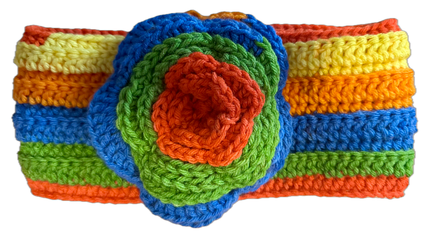 Colorful Crochet Headband w/ Flower