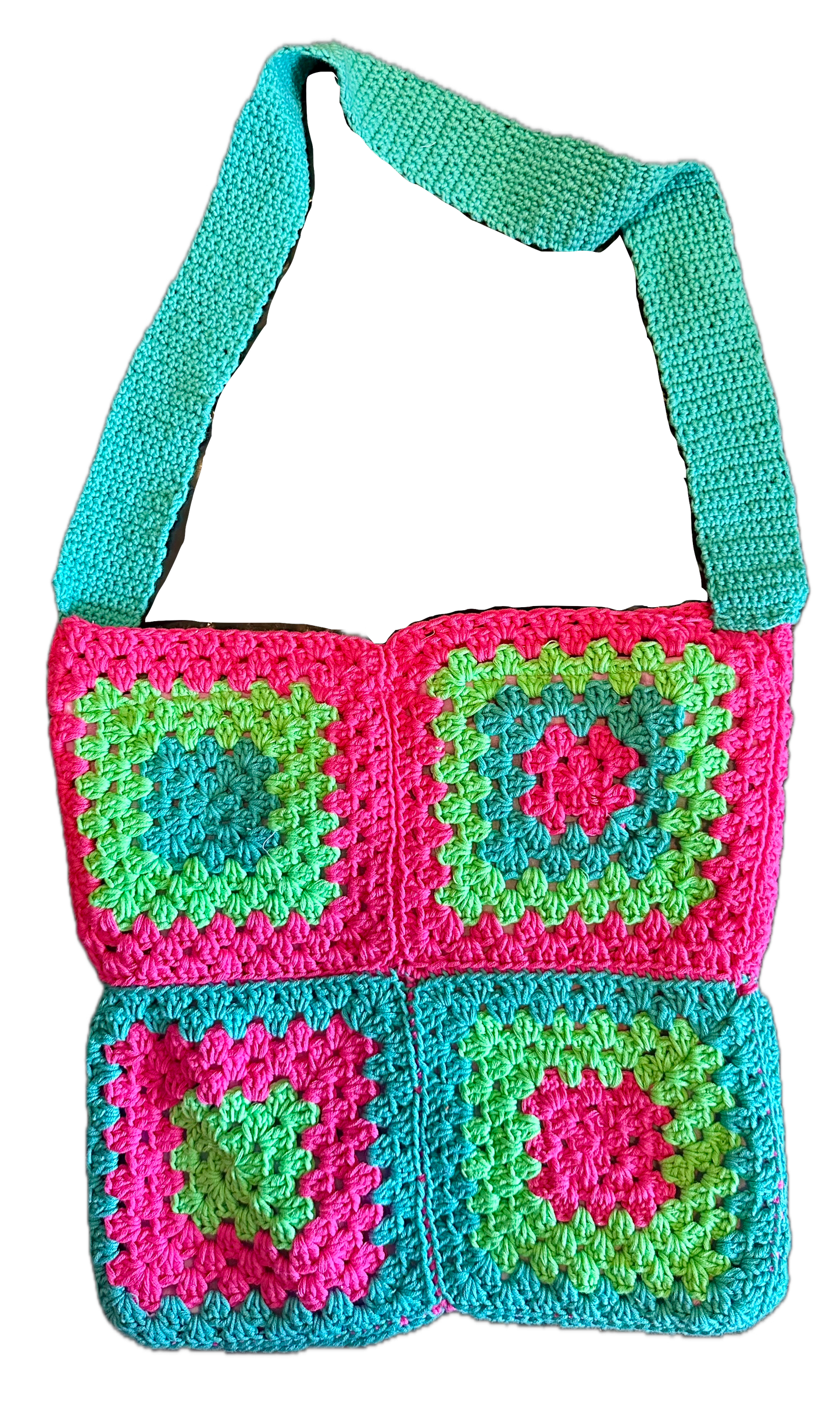 Pinky Green Crochet Tote Bag