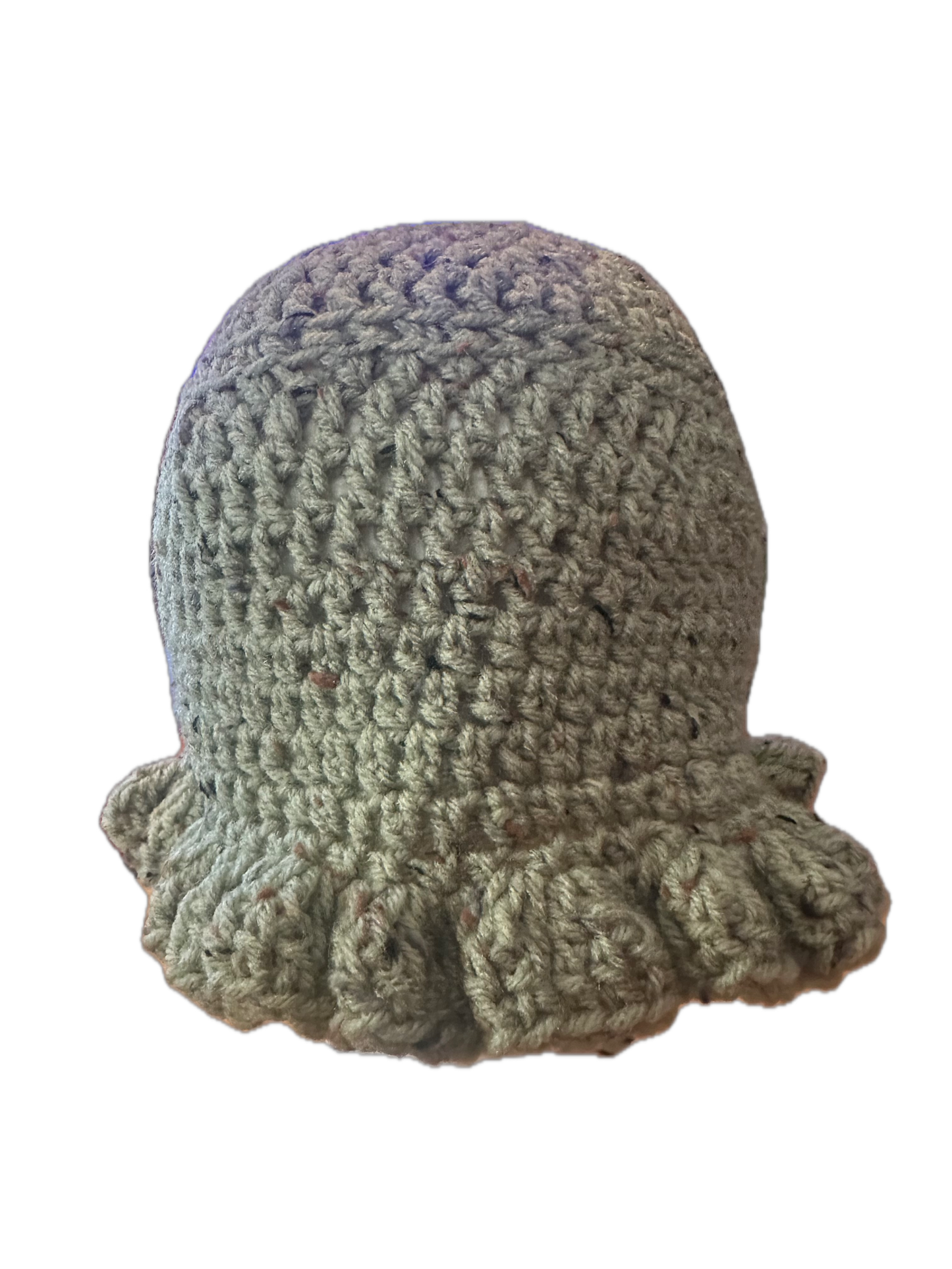 Grayish Crochet Ruffled Bucket Hat