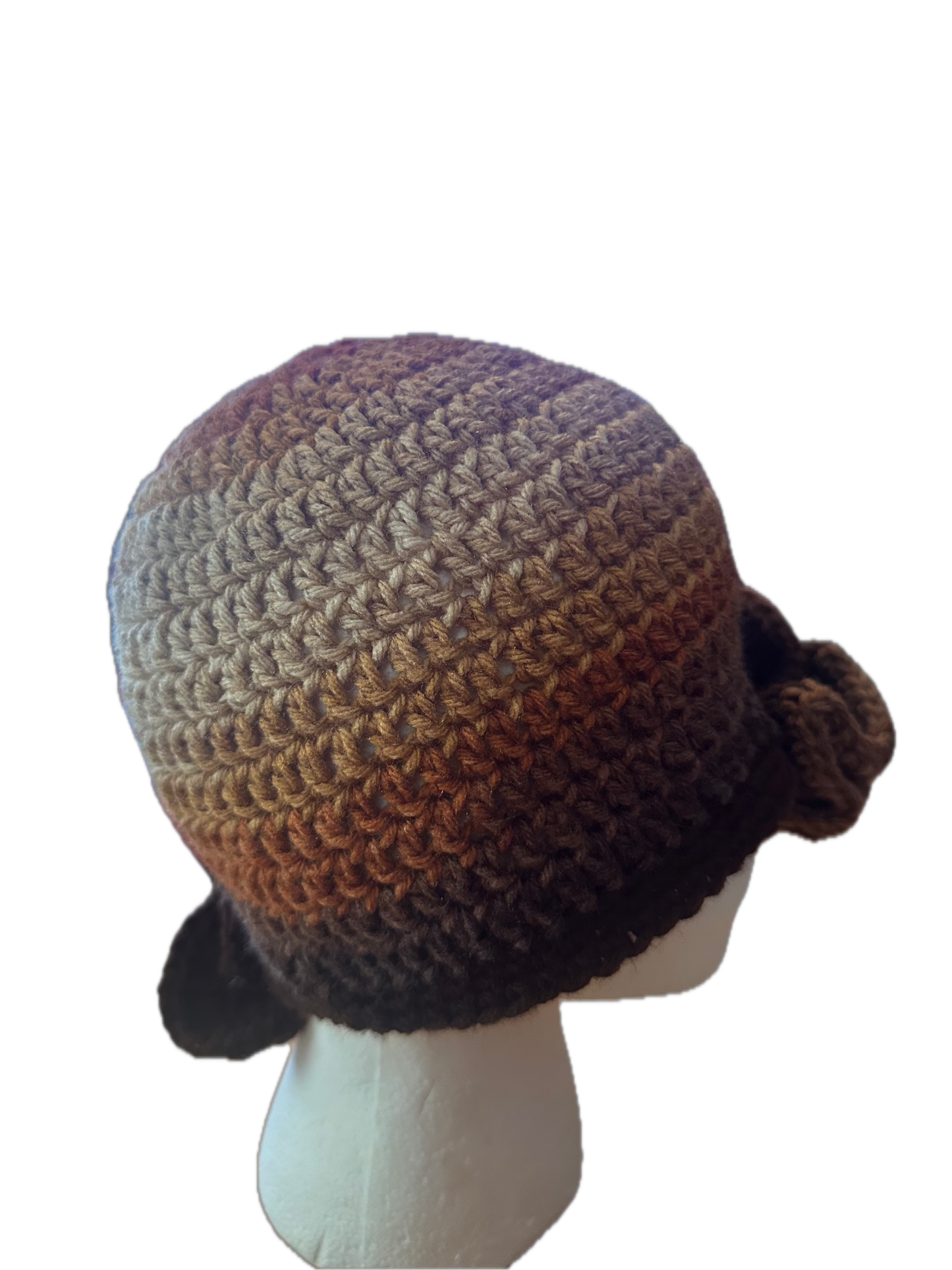 Light Brown Crochet Ruffled Hat
