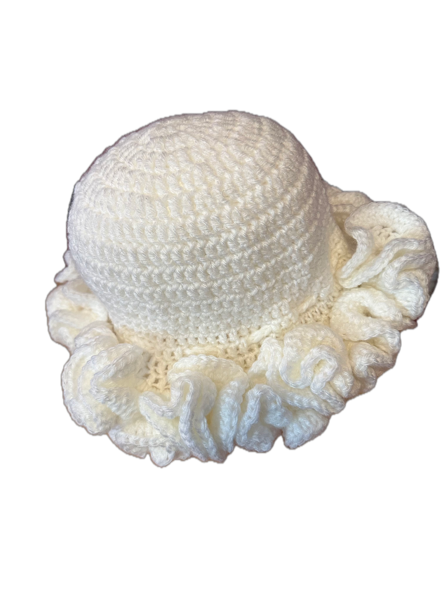 Winter White Crochet Ruffled Hat