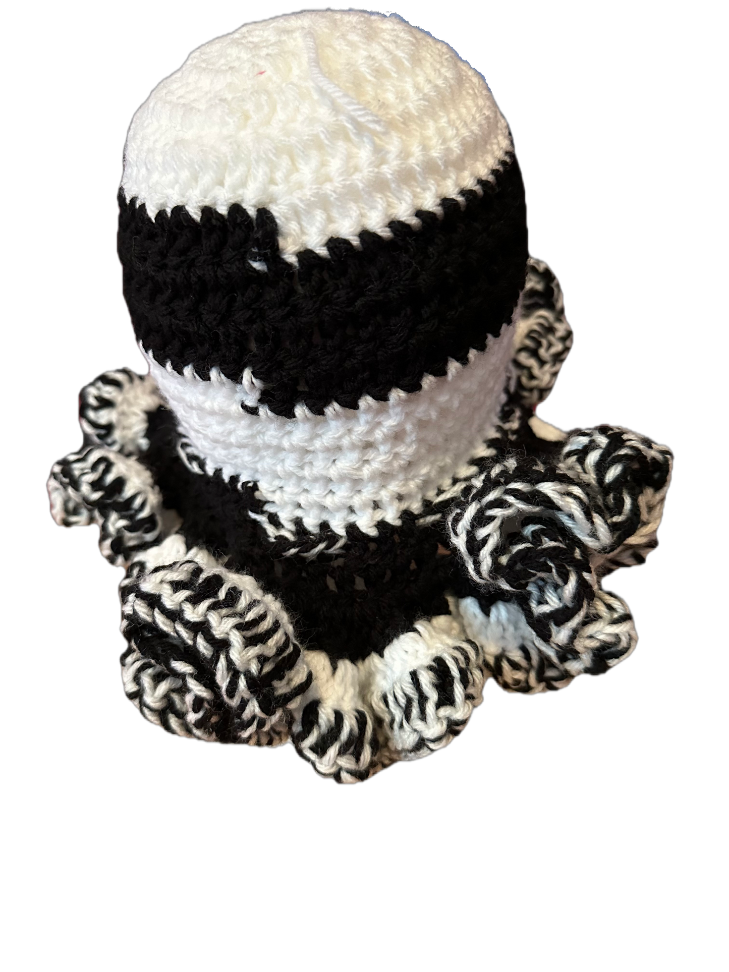 Zebra Crochet Ruffled Hat