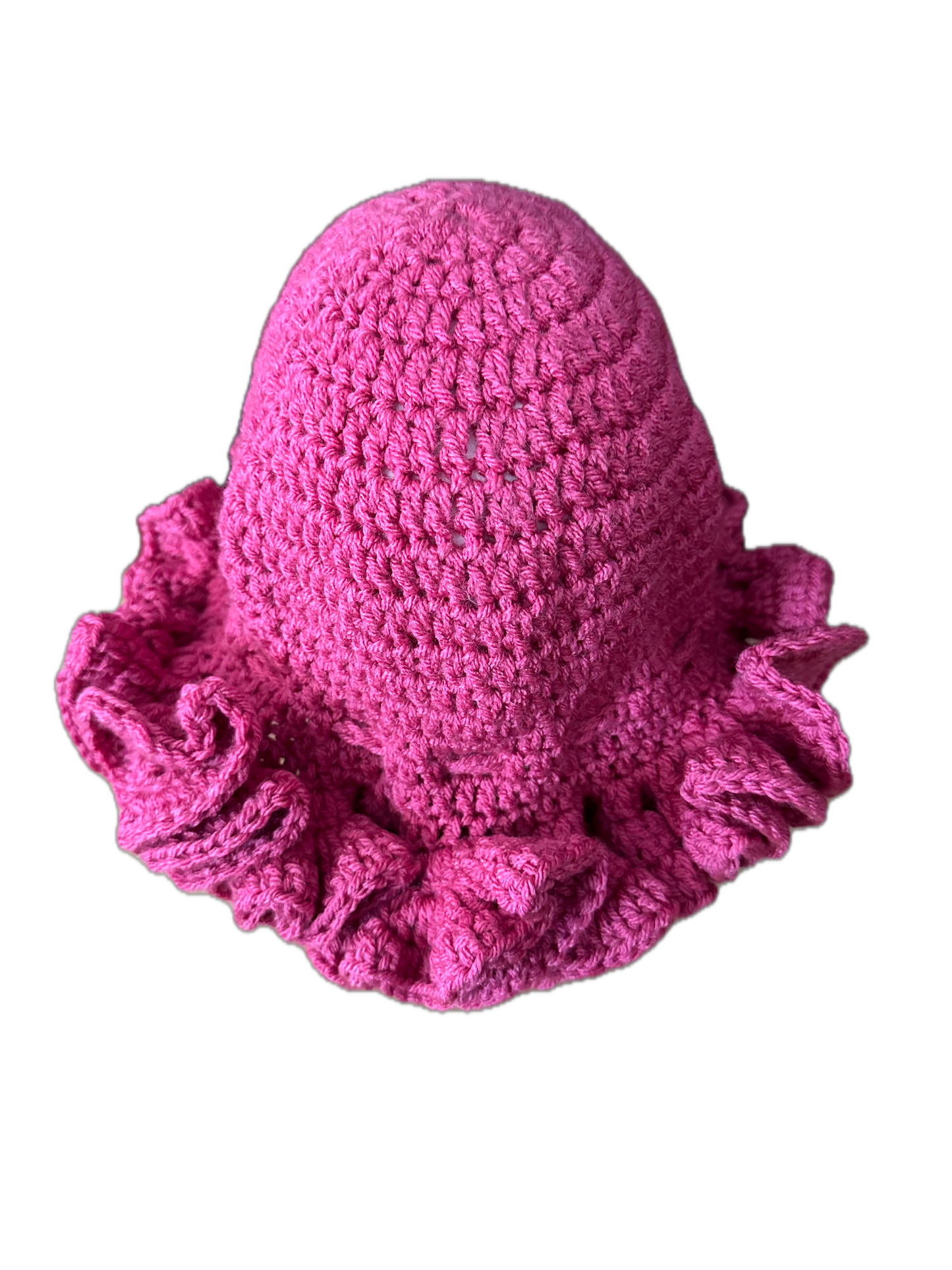 Pinky Pink Crochet Ruffled Hat