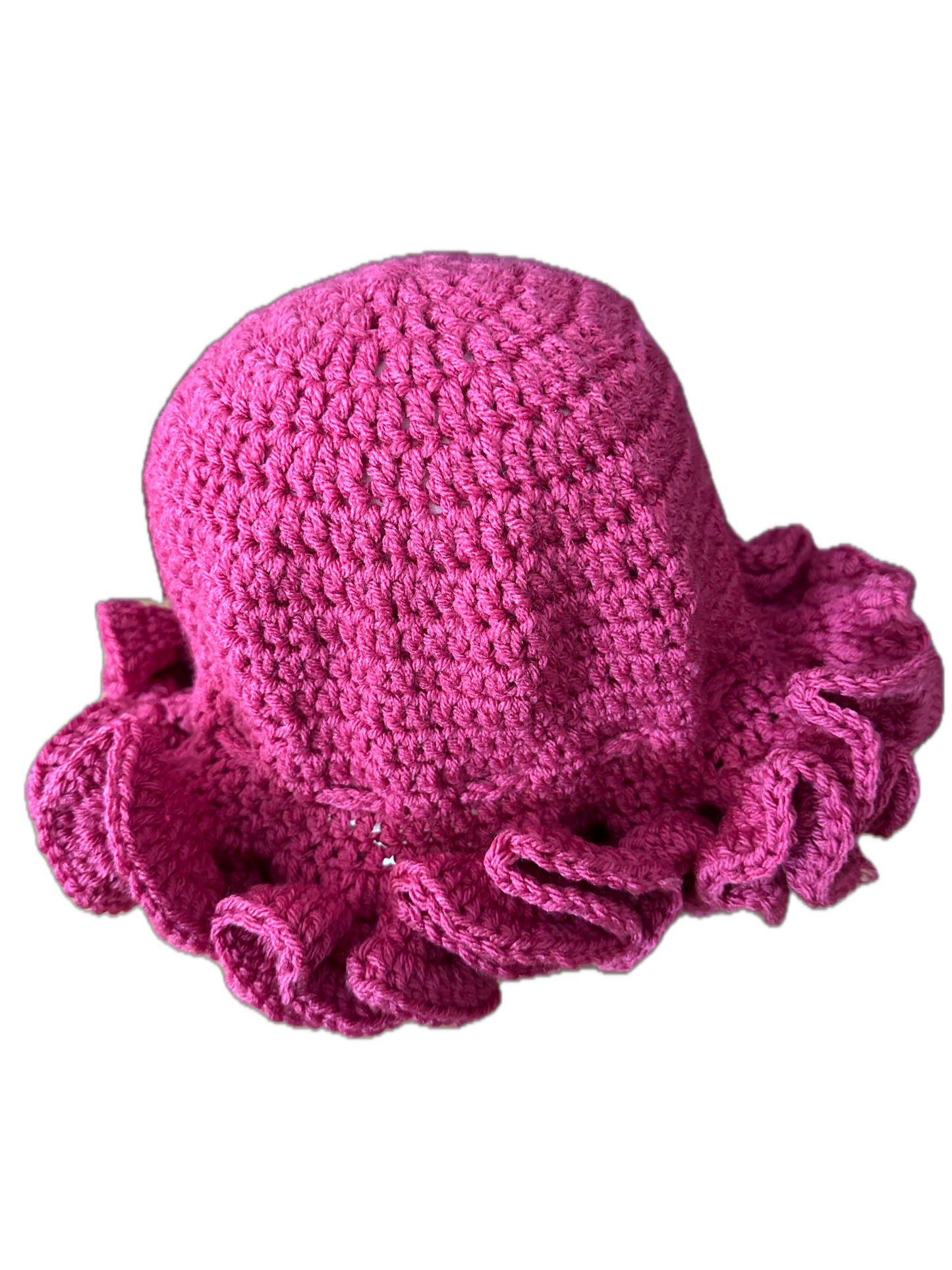 Pinky Pink Crochet Ruffled Hat