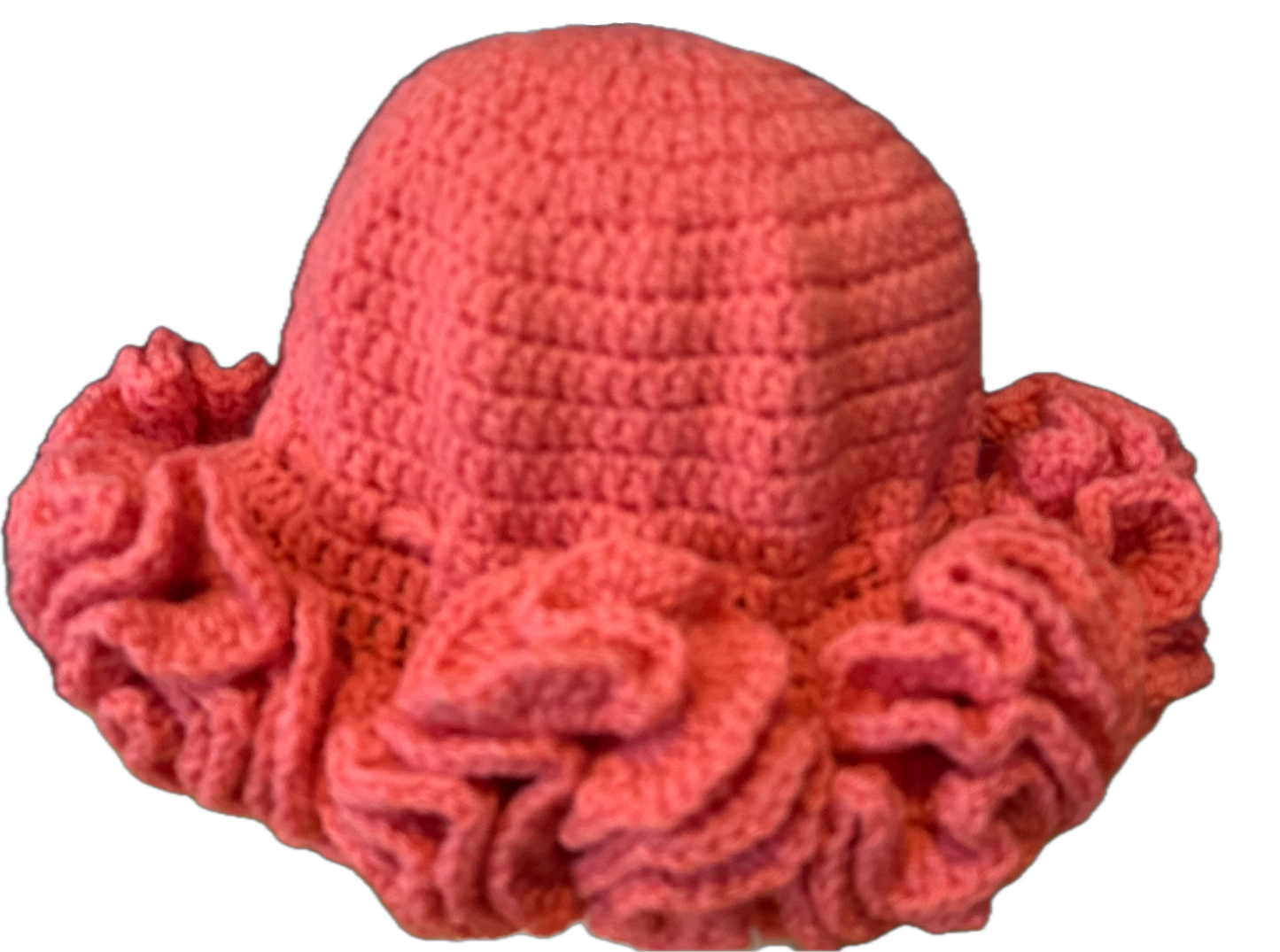 Coral Crochet Ruffled Hat