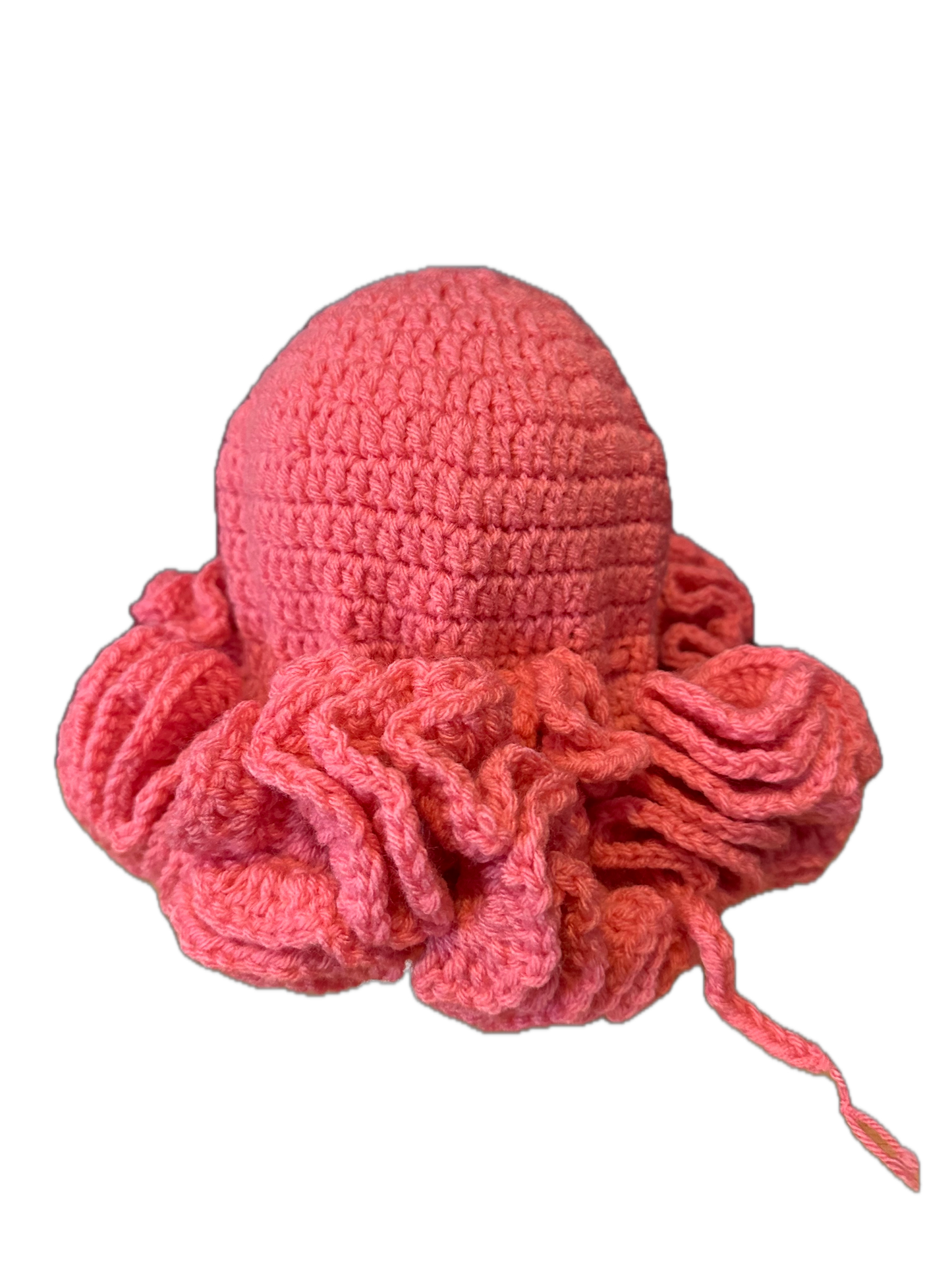 Coral Crochet Ruffled Hat
