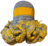 Light Blue/Yellow Crochet Ruffled Hat