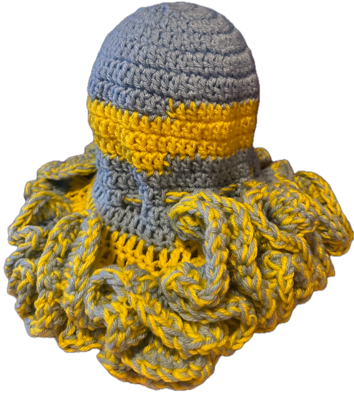 Light Blue/Yellow Crochet Ruffled Hat