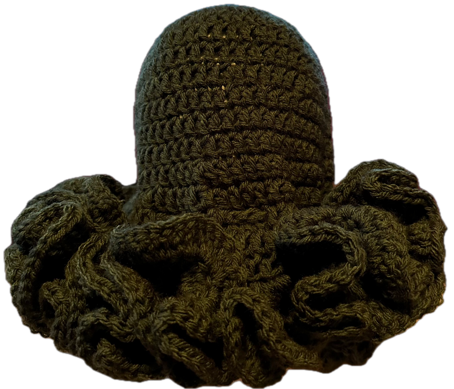 Olive Crochet Ruffled Hat