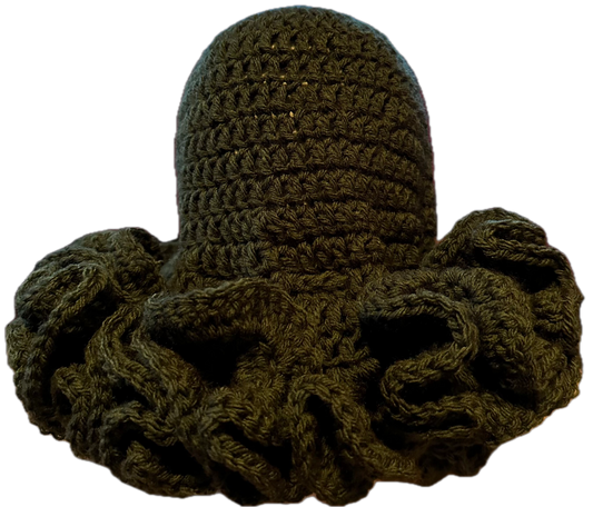 Olive Crochet Ruffled Hat