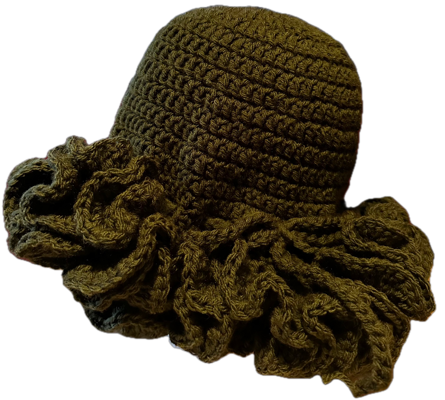 Olive Crochet Ruffled Hat