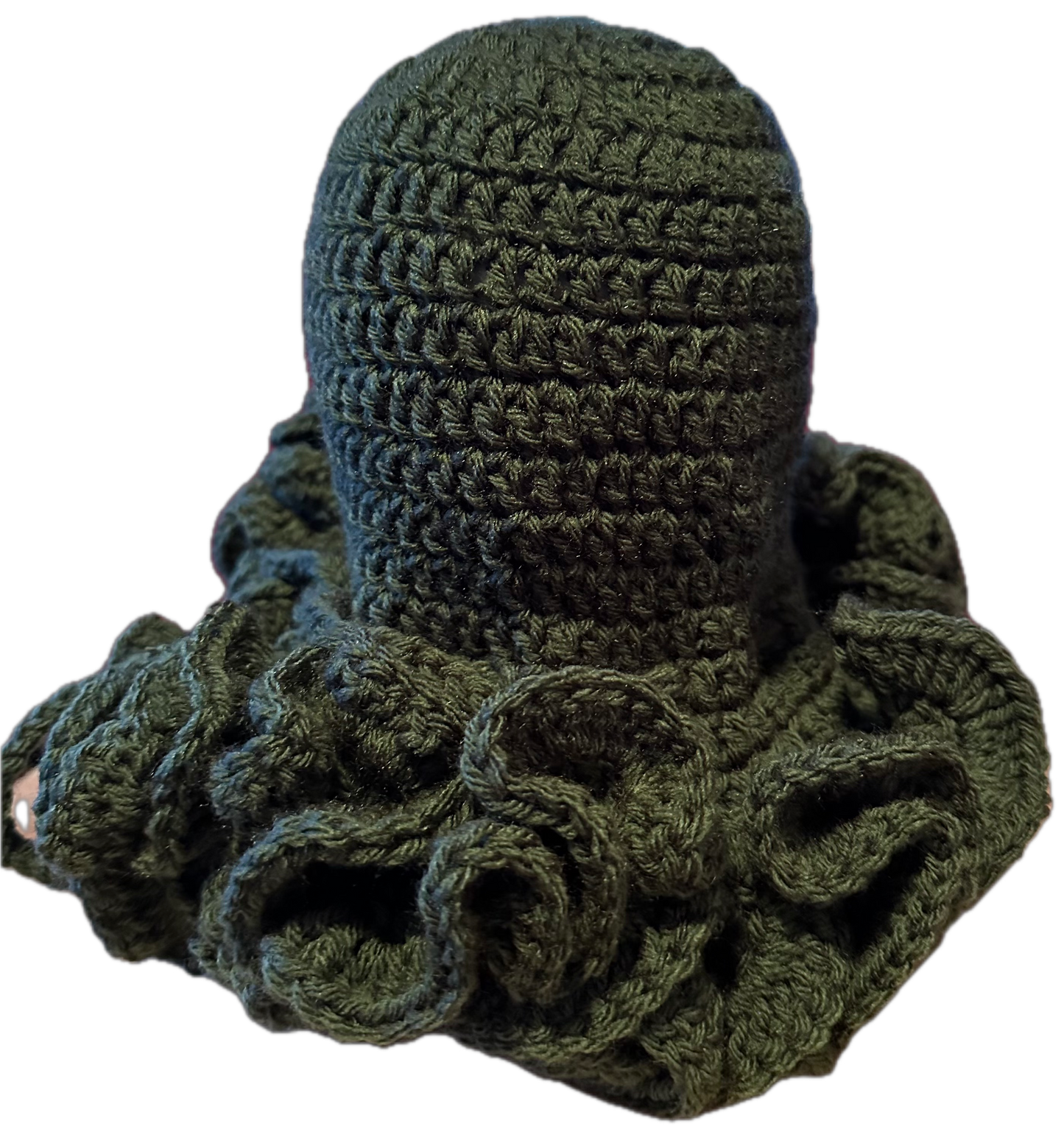 Olive Crochet Ruffled Hat