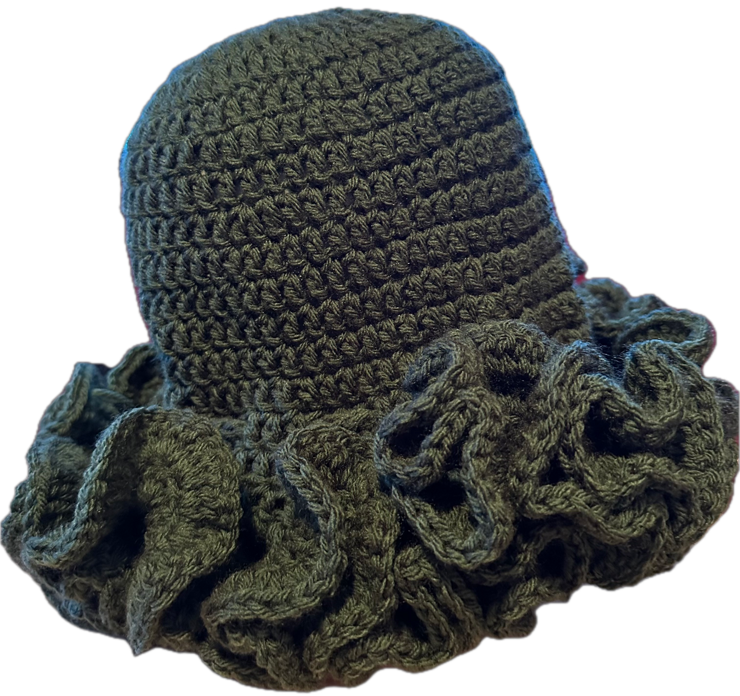 Olive Crochet Ruffled Hat