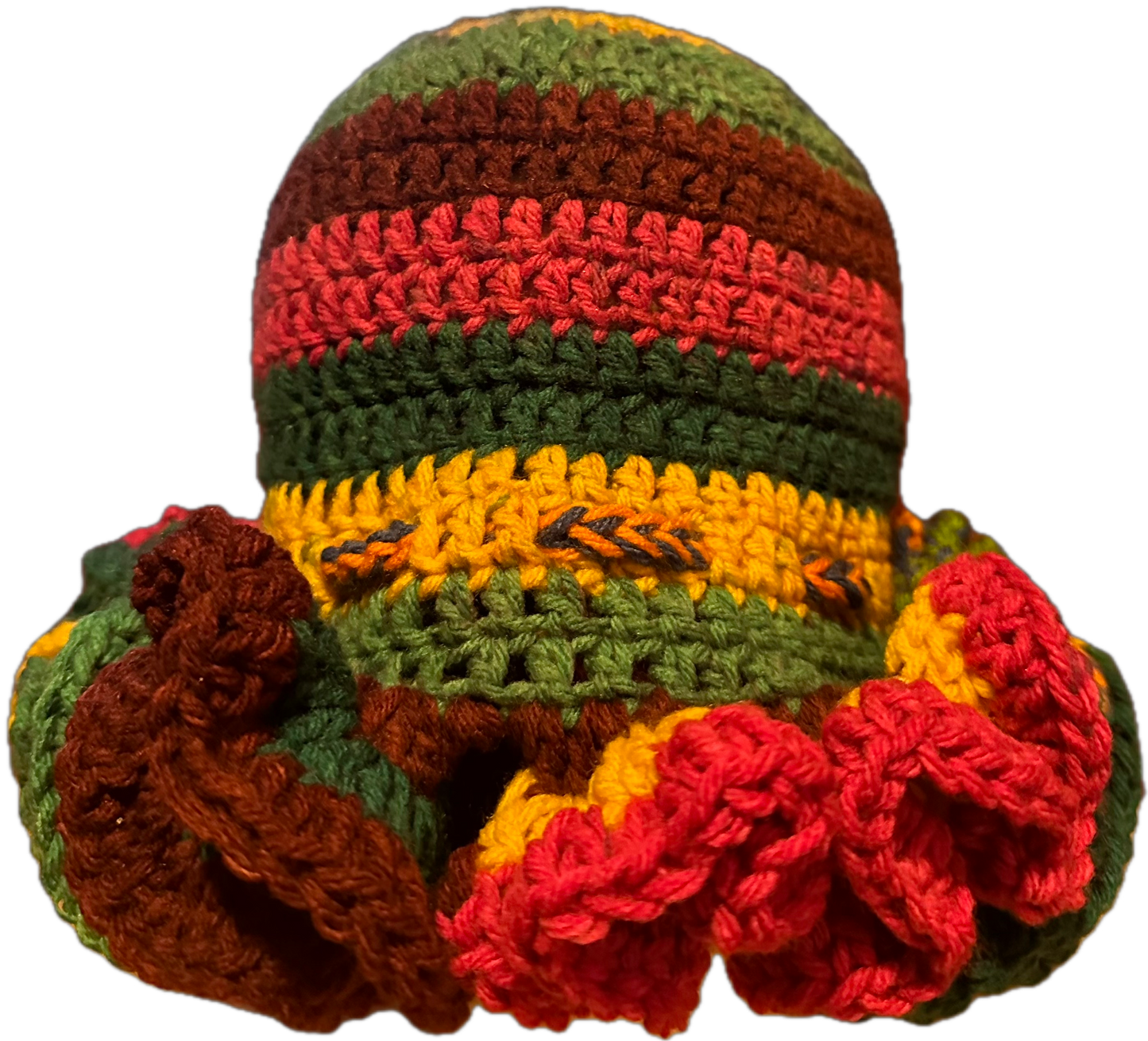 Jeweltone Crochet Ruffled Hat