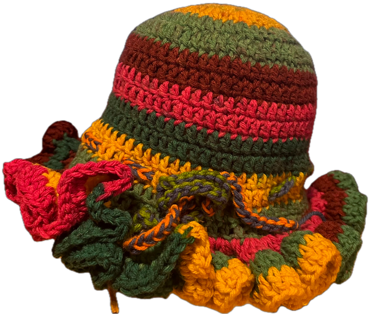 Jeweltone Crochet Ruffled Hat