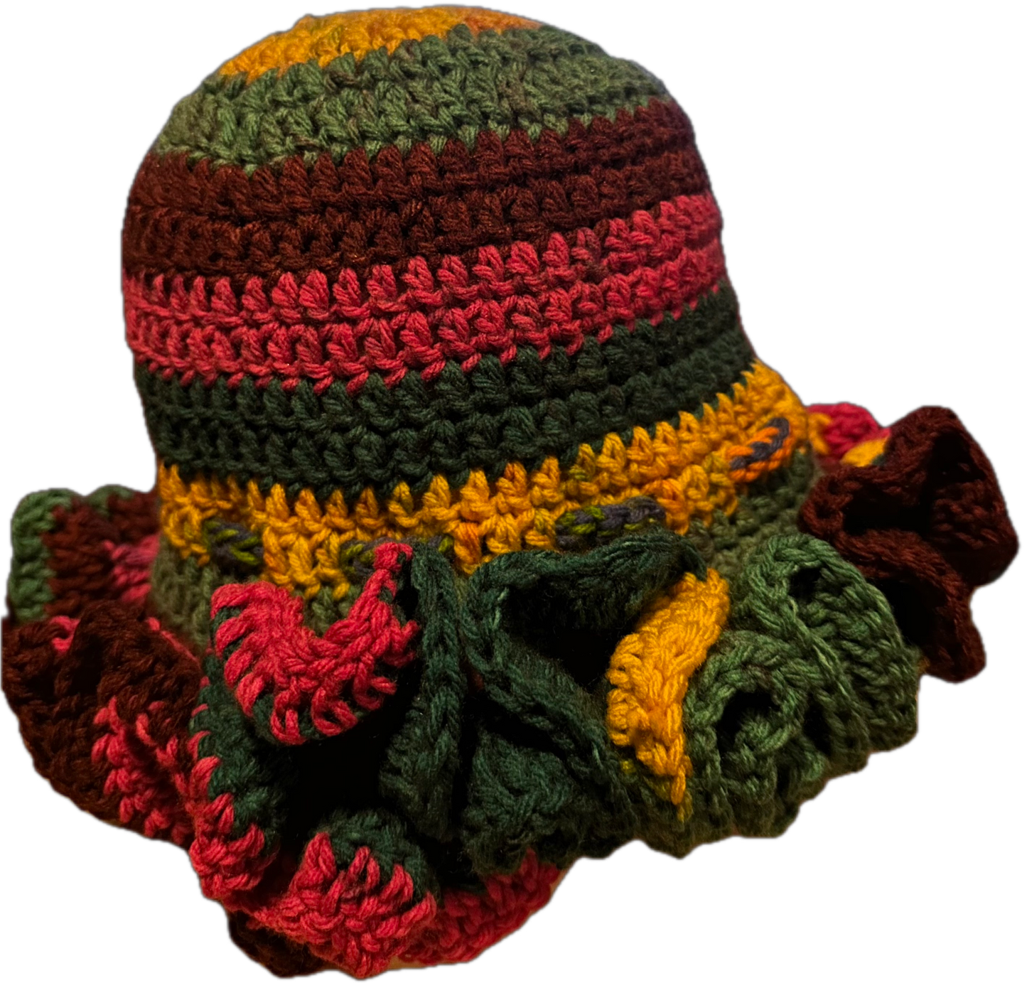 Jeweltone Crochet Ruffled Hat