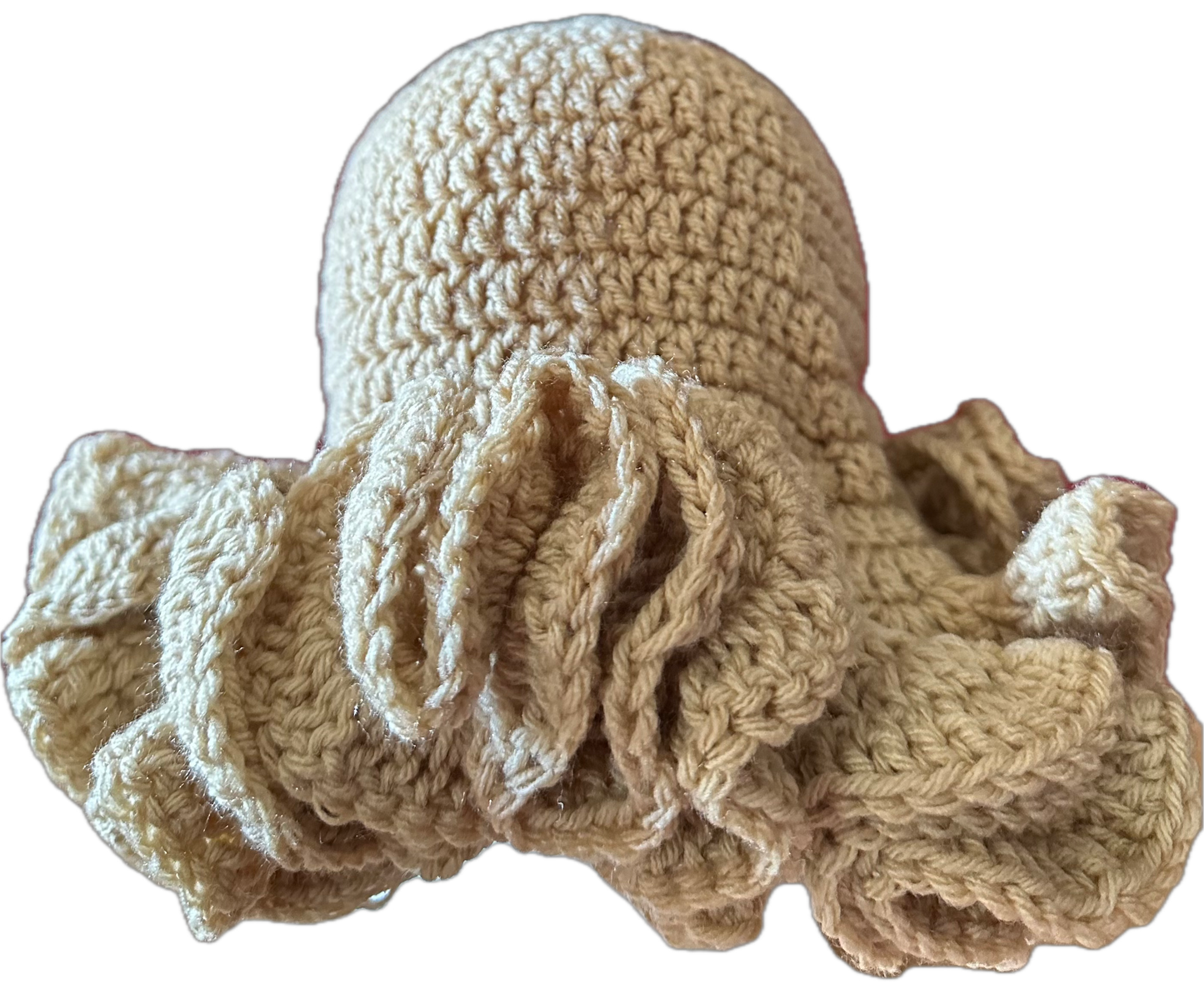 Beige Crochet Ruffled Hat