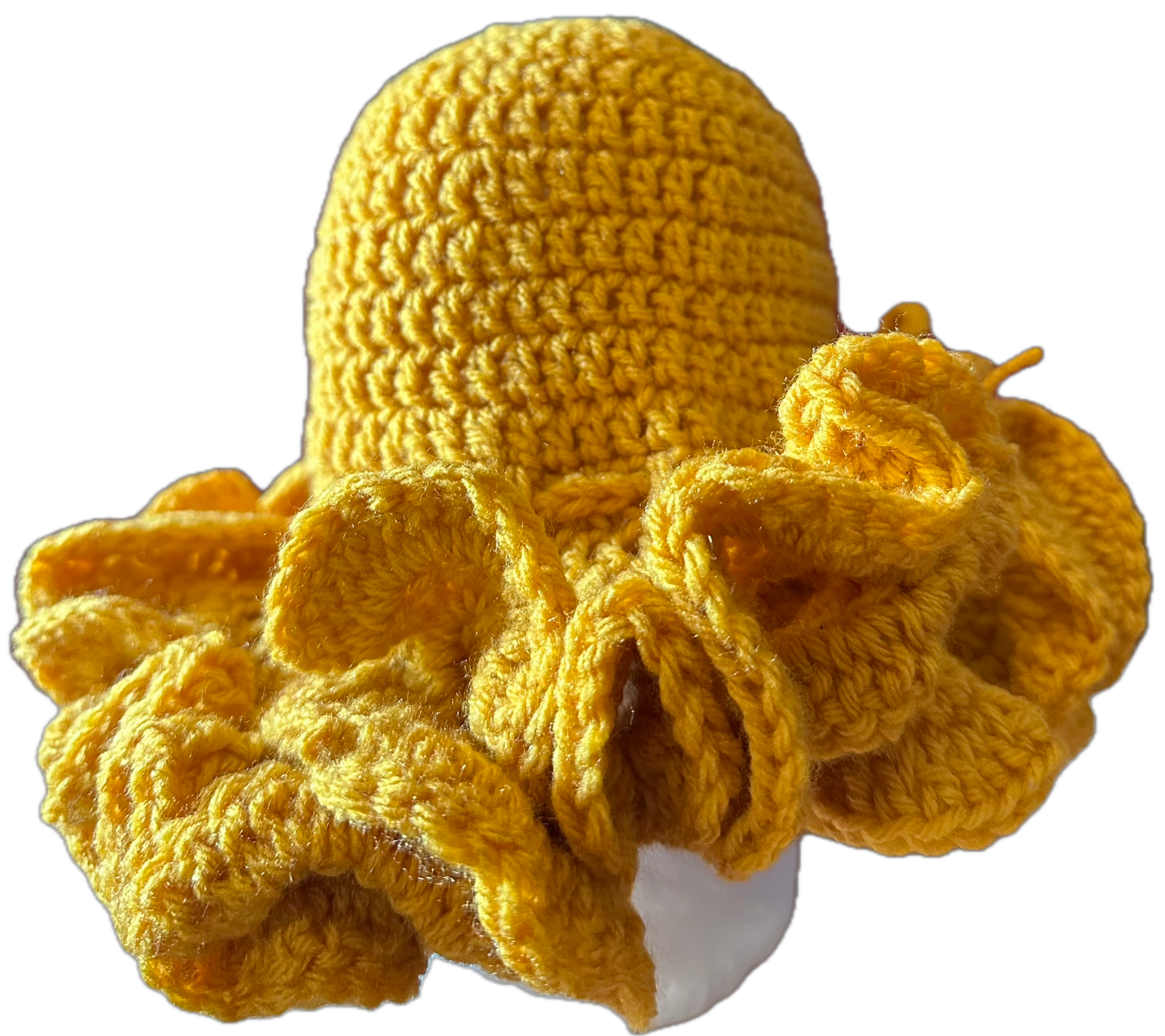 Gold Crochet Ruffled Hat