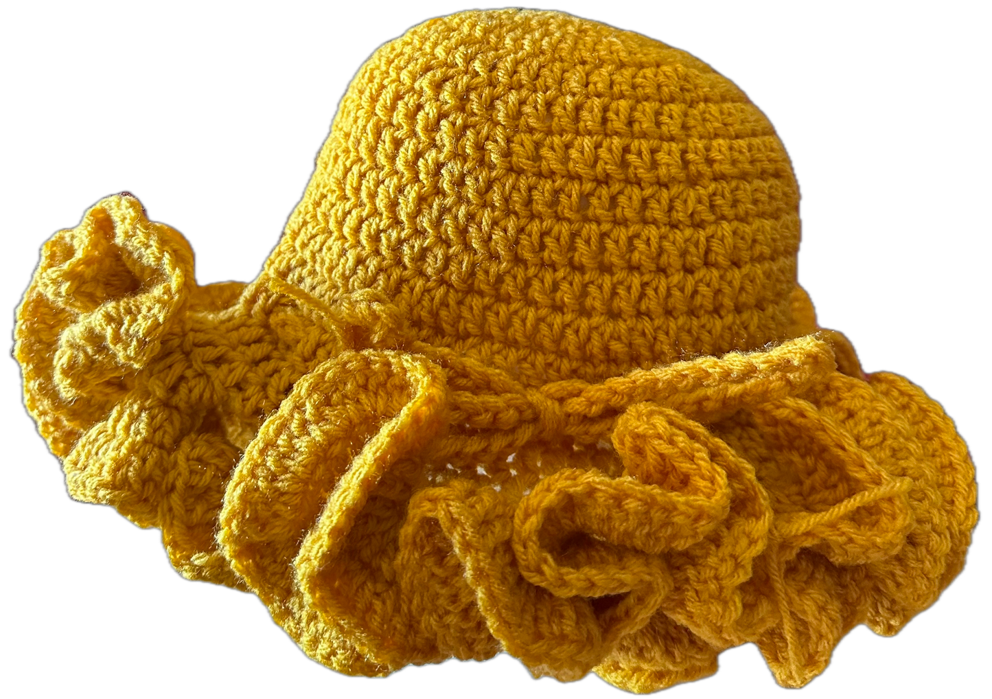 Gold Crochet Ruffled Hat