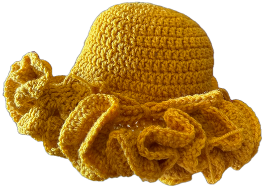 Gold Crochet Ruffled Hat