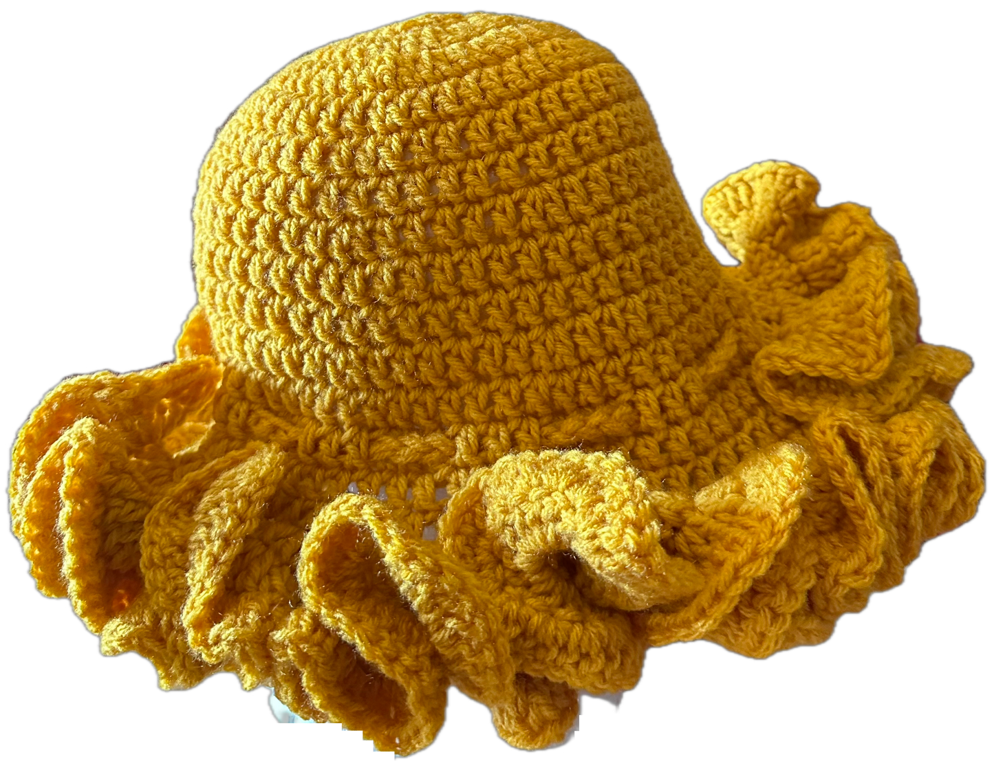 Gold Crochet Ruffled Hat