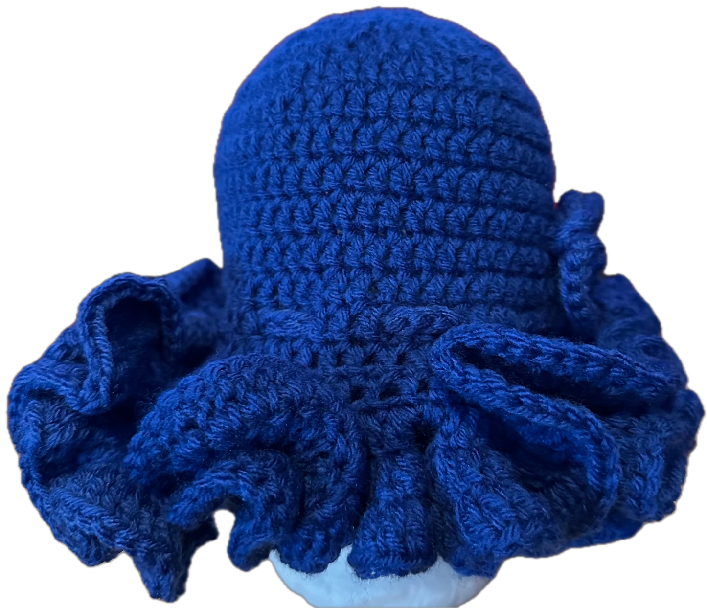 Royal Blue Crochet Ruffled Hat