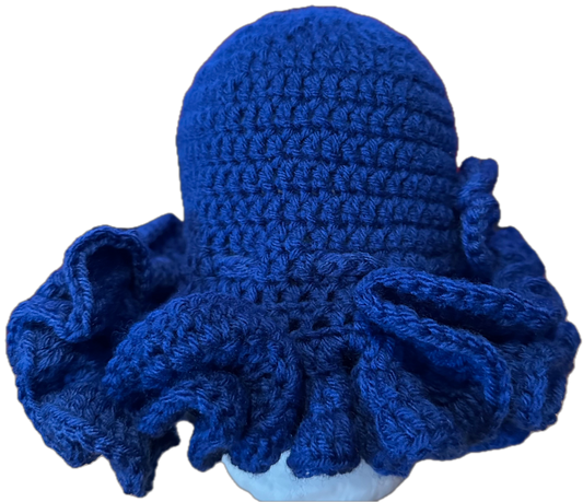 Royal Blue Crochet Ruffled Hat