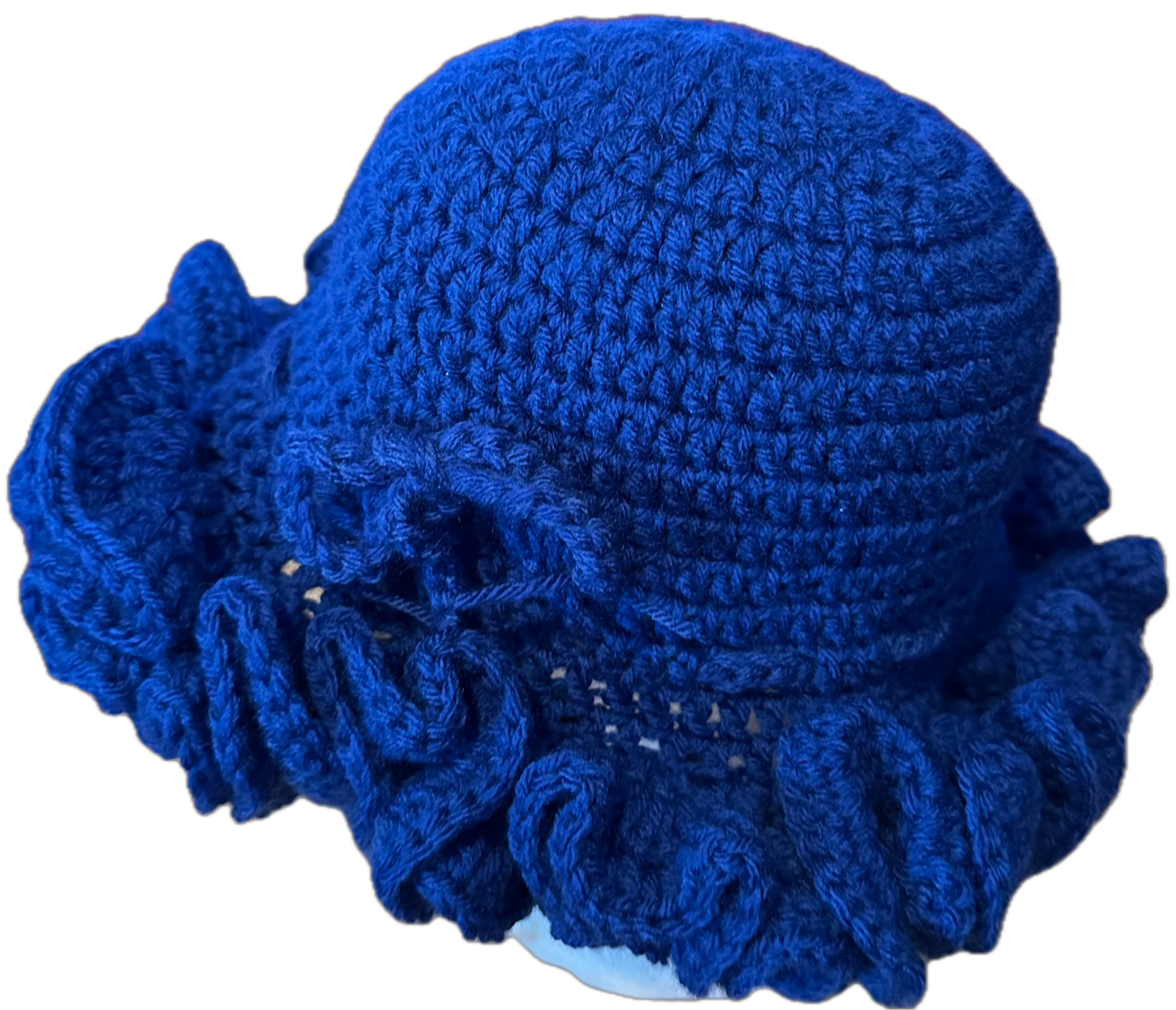 Royal Blue Crochet Ruffled Hat