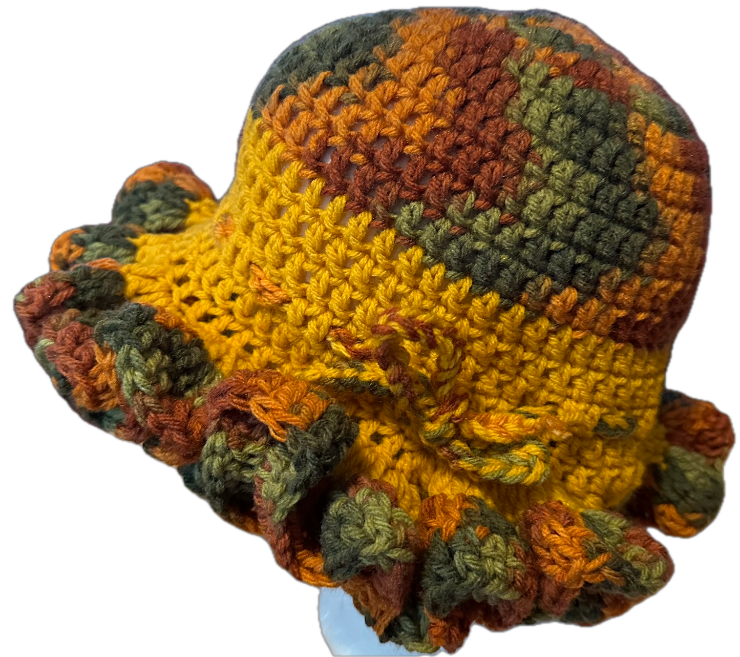 Fall/Gold Crochet Ruffled Hat