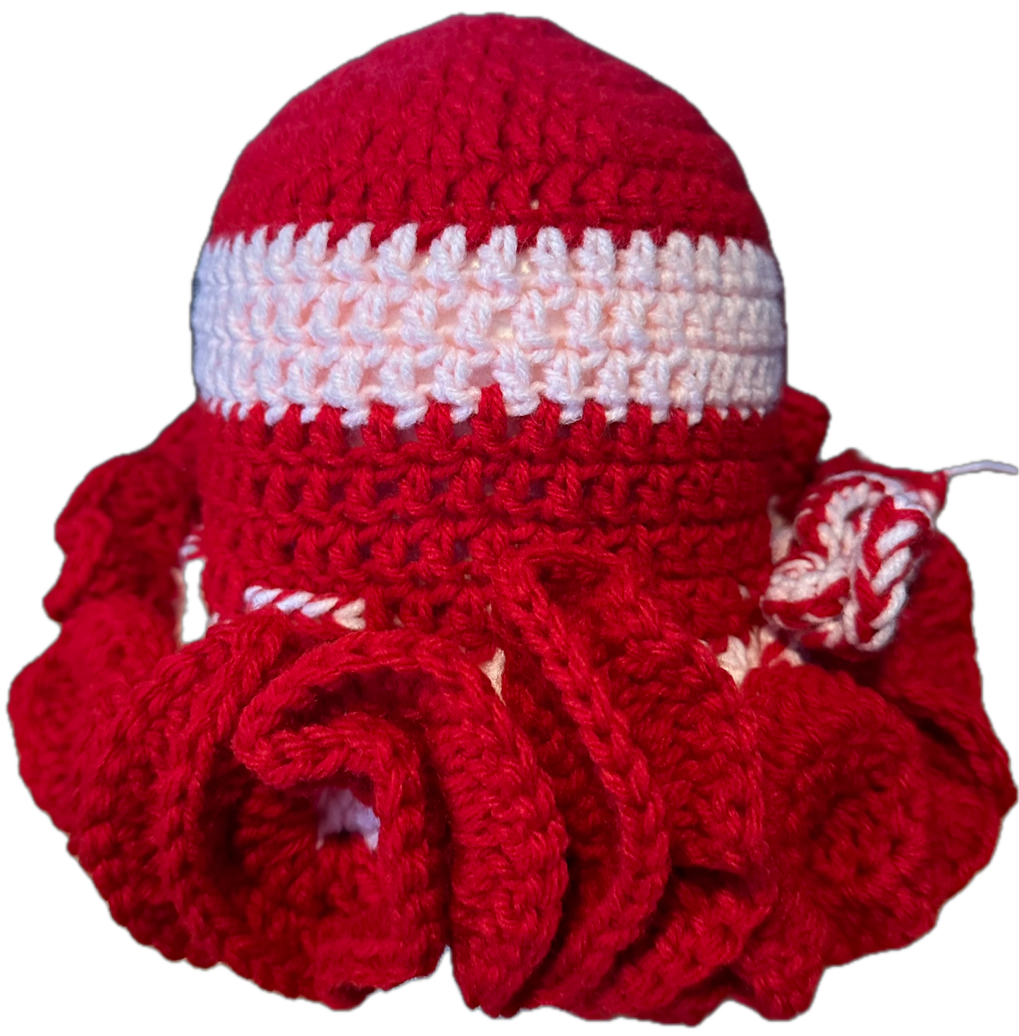 Candy Cane Crochet Ruffled Hat