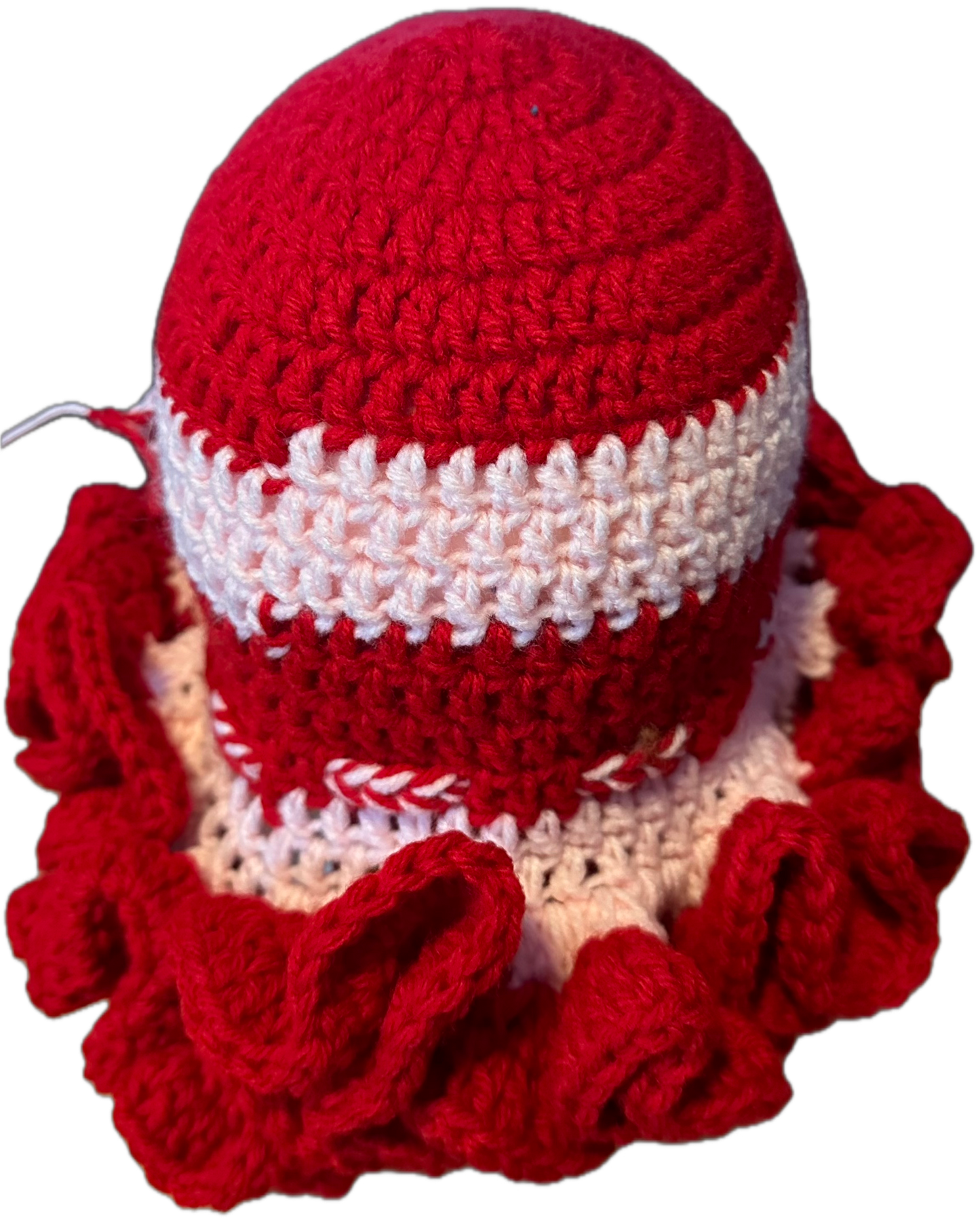 Candy Cane Crochet Ruffled Hat