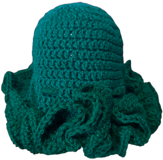 Grassy Crochet Ruffled Hat
