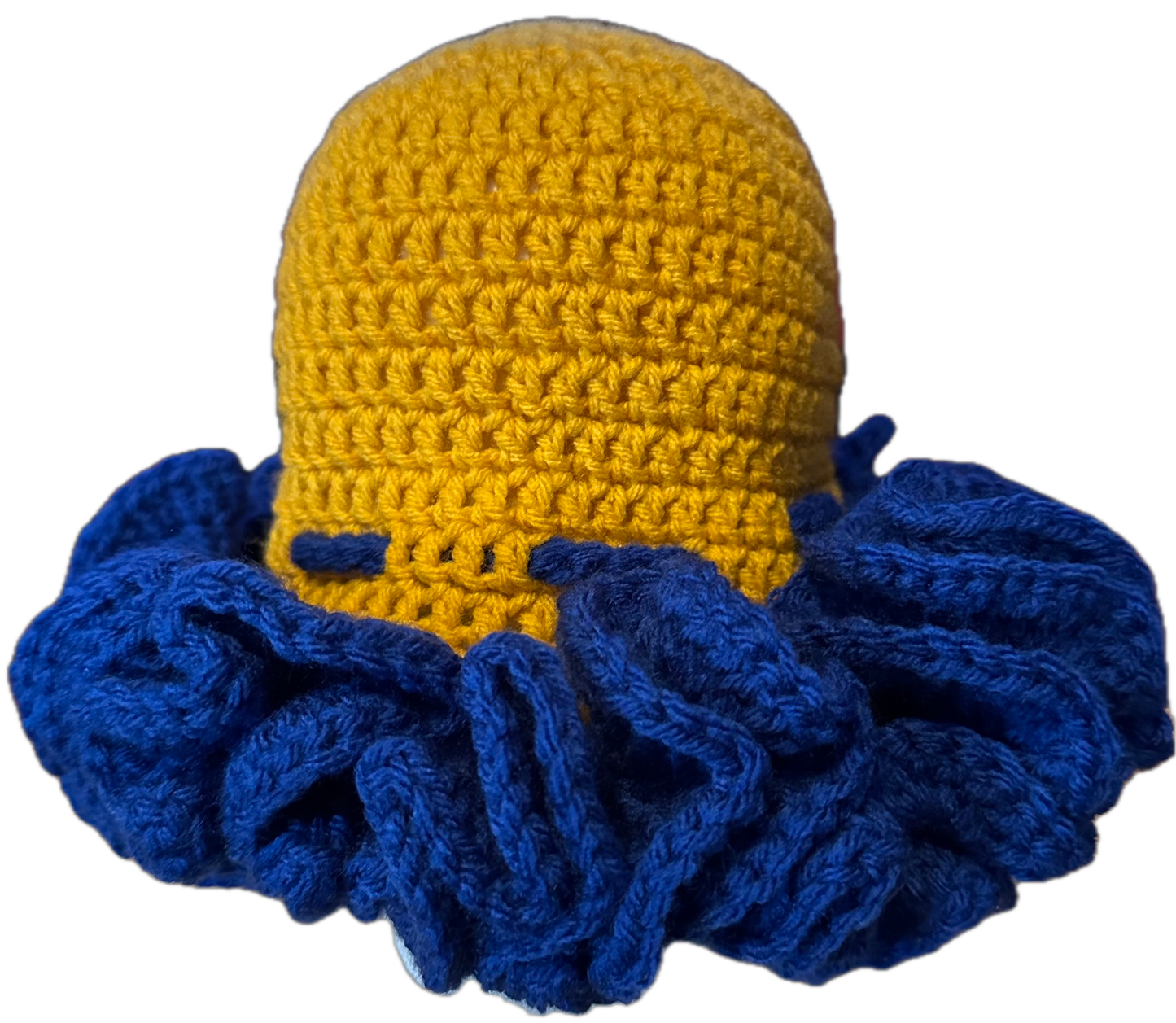 Gold/Royal Crochet Ruffled Hat