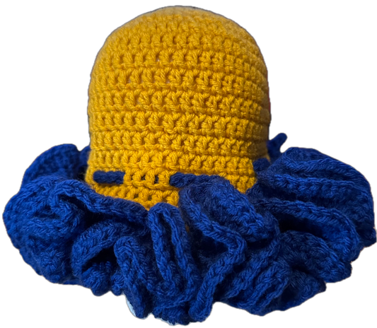Gold/Royal Crochet Ruffled Hat