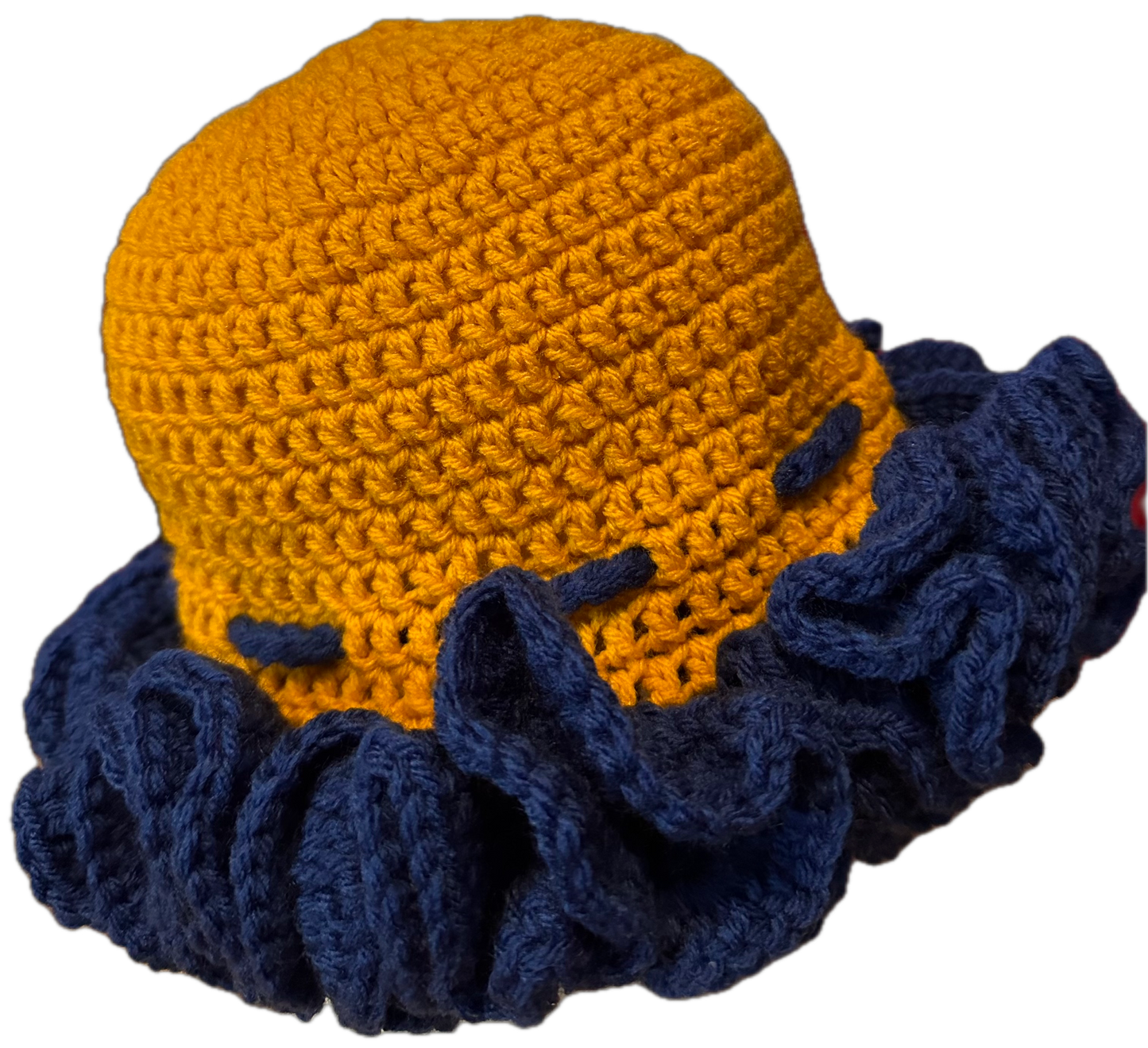 Gold/Royal Crochet Ruffled Hat