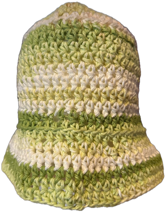 Lime Stripe Crochet Bucket Hat