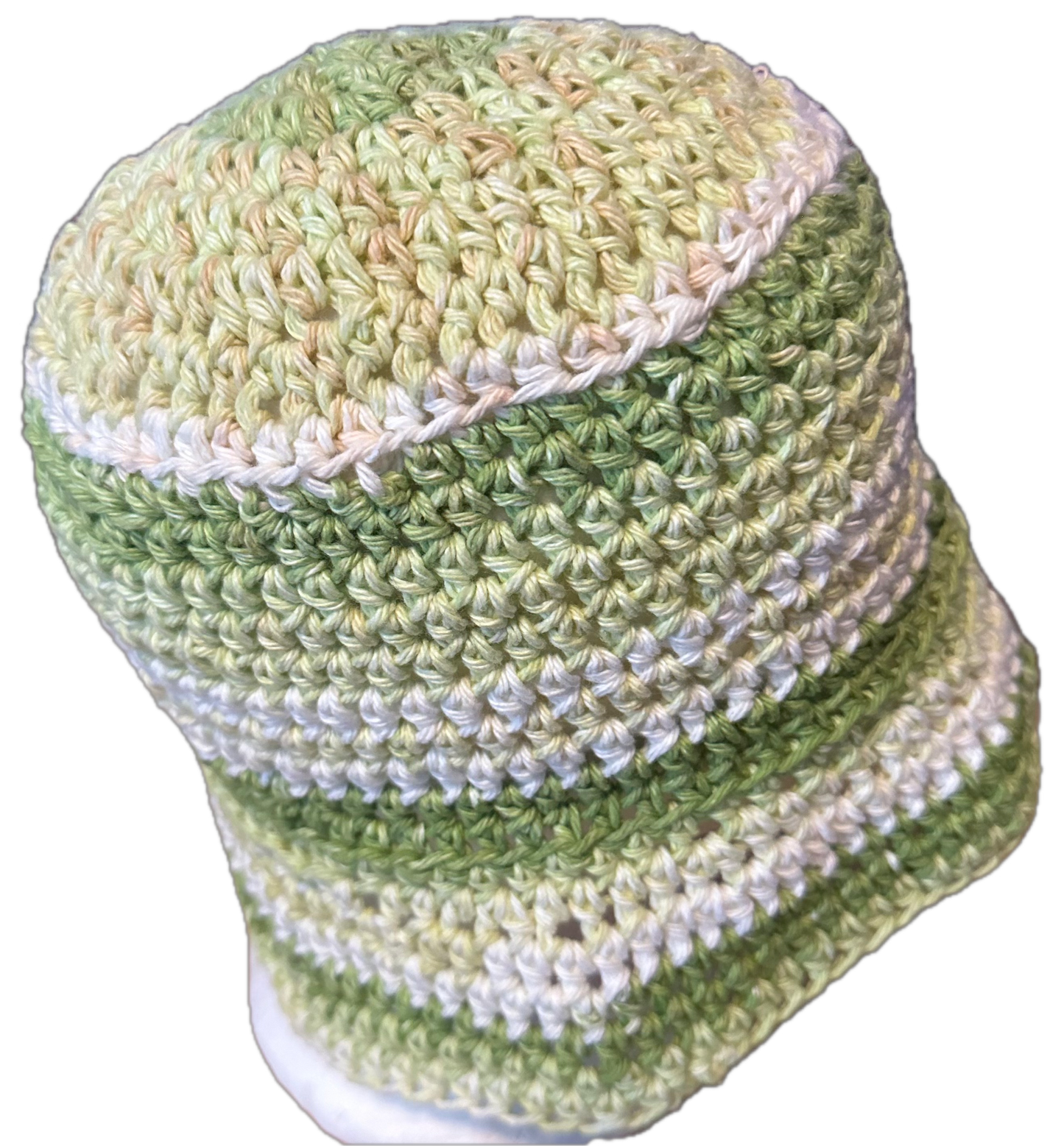 Lime Stripe Crochet Bucket Hat