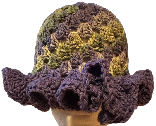 Plum Vine Crochet Ruffled Bucket Hat